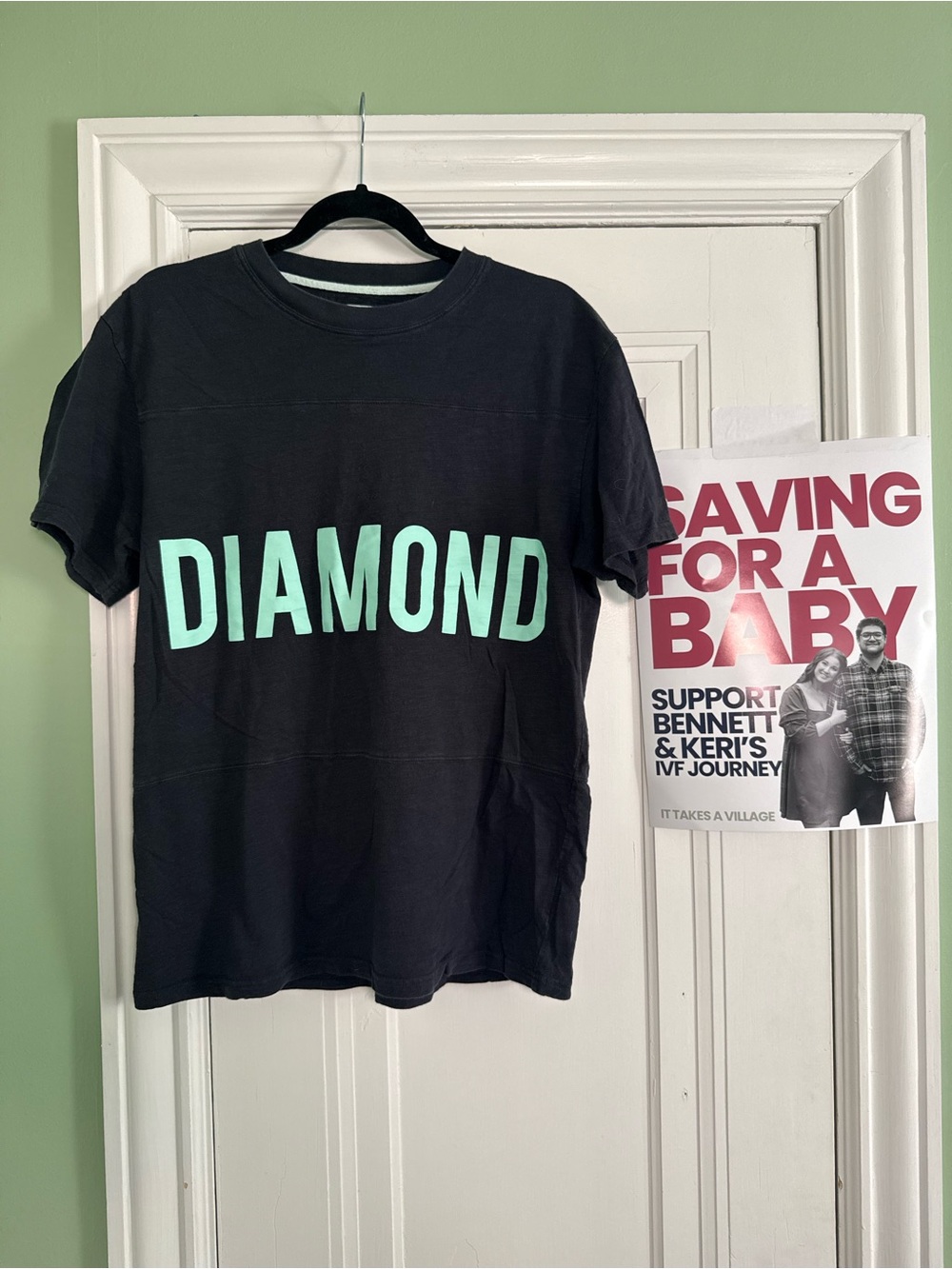 Diamond Supply Co. Black Tee with Mint DIAMOND